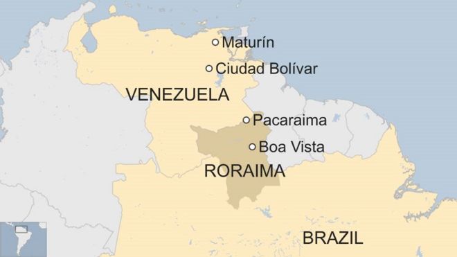 Карта Бразилии и Венесуэлы