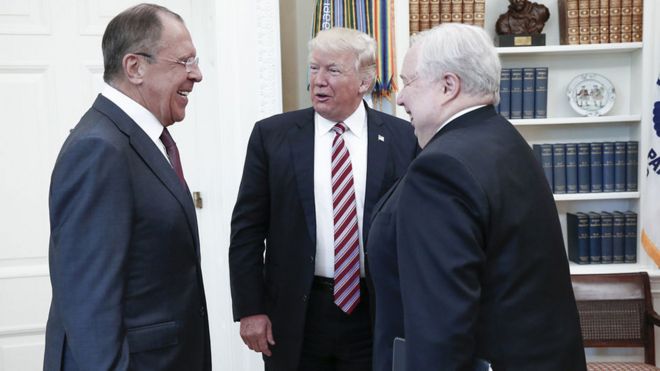Trump jokes with Lavrov and ambassador Sergei Kislyak