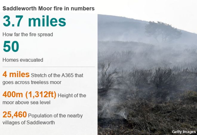 Пожарные продолжают сражаться с мощным лесным пожаром на болотах над Сталибриджем
