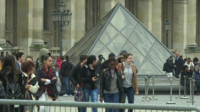 The glass pyramid outside the Louvre