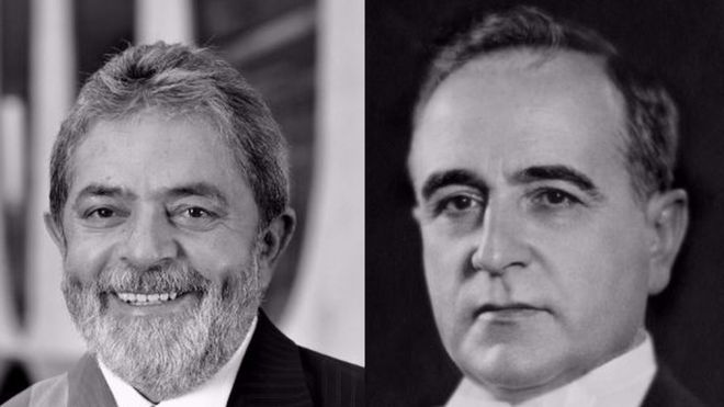 Ex-presidentes Lula e Getúlio Vargas, em montagem