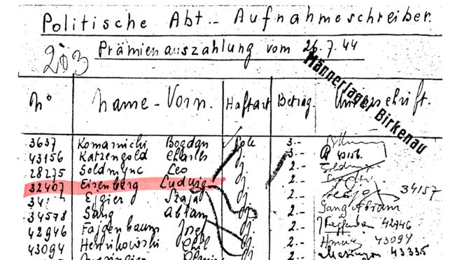 Выдержка из нацистского документа, показывающего, что Лале Соколов работал на политическое крыло СС