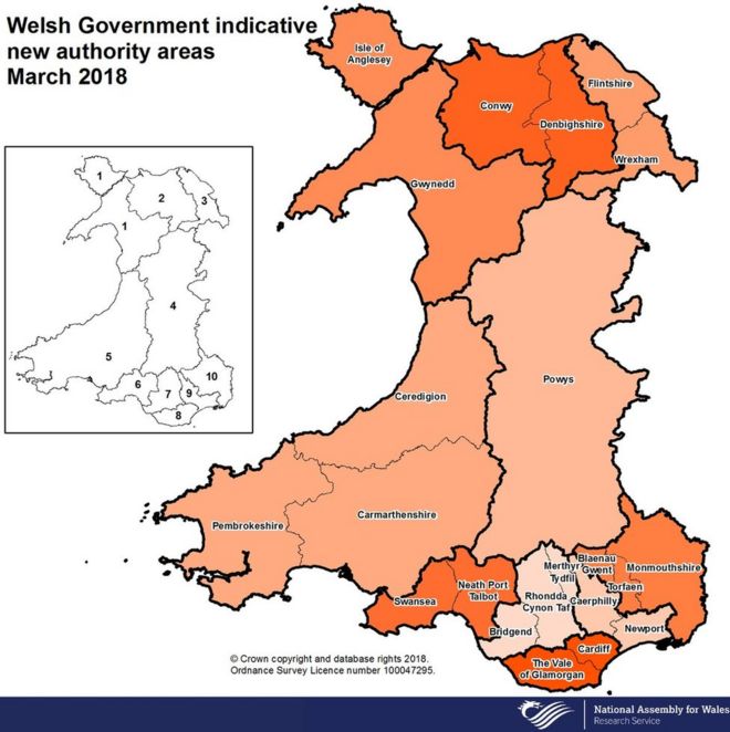 Карта Уэльса
