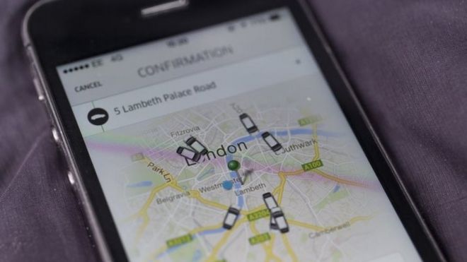 Дисплей смартфона приложения Uber