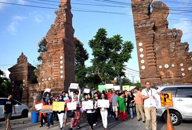 Protesta en la isla de Bali