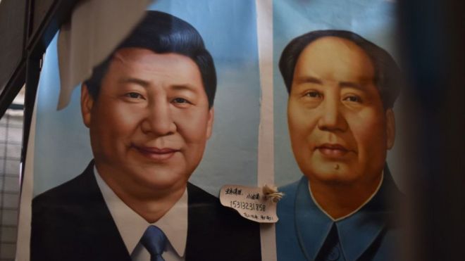 毛泽东和习近平的照片