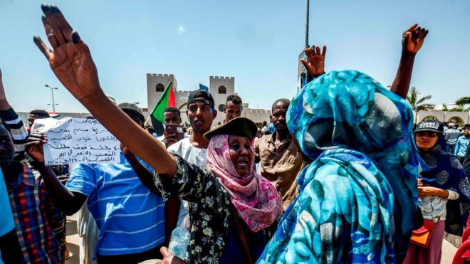 Protesters in Khartoum, 13 April