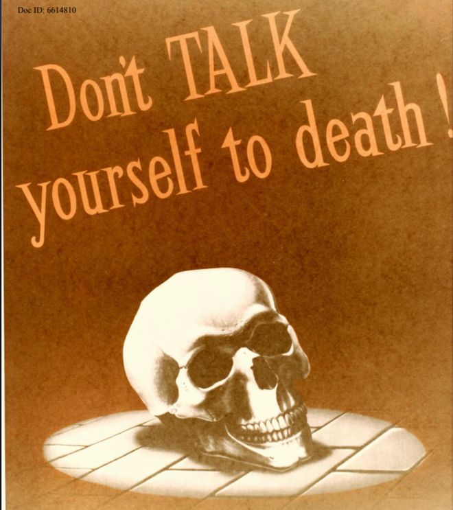 & quot; Не разговаривай до смерти & quot; - черепа на постере безопасности АНБ