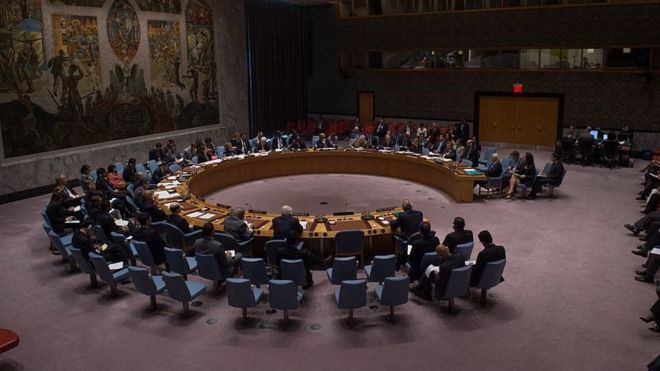 Общий взгляд на экстренное заседание Совета Безопасности ООН по ситуации в Сирии, которое состоялось 25 сентября 2016 года в Нью-Йорке в Организации Объединенных Наций