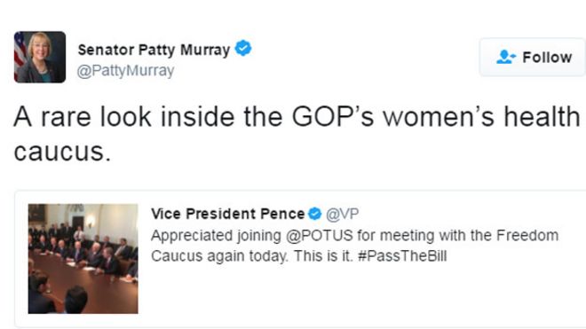 Пэтти Мюррей твит: редкий взгляд на женском собрании Республиканской партии здоровья