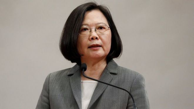 Taiwanese President Tsai Ing-wen attends a news conference to announce the new Presidential Office secretary-general in Taipei, Taiwan April 11, 2018. REUTERS/Tyrone Siu