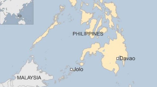 Карта с изображением группы Джоло и Давао