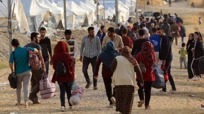 Люди в лагере беженцев в Ираке