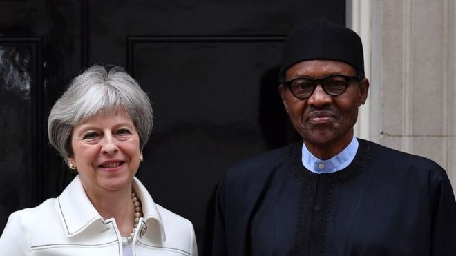 Премьер-министр Великобритании Тереза ​​Мэй и президент Нигерии Мухаммаду Бухари