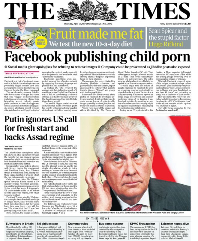The Times front page