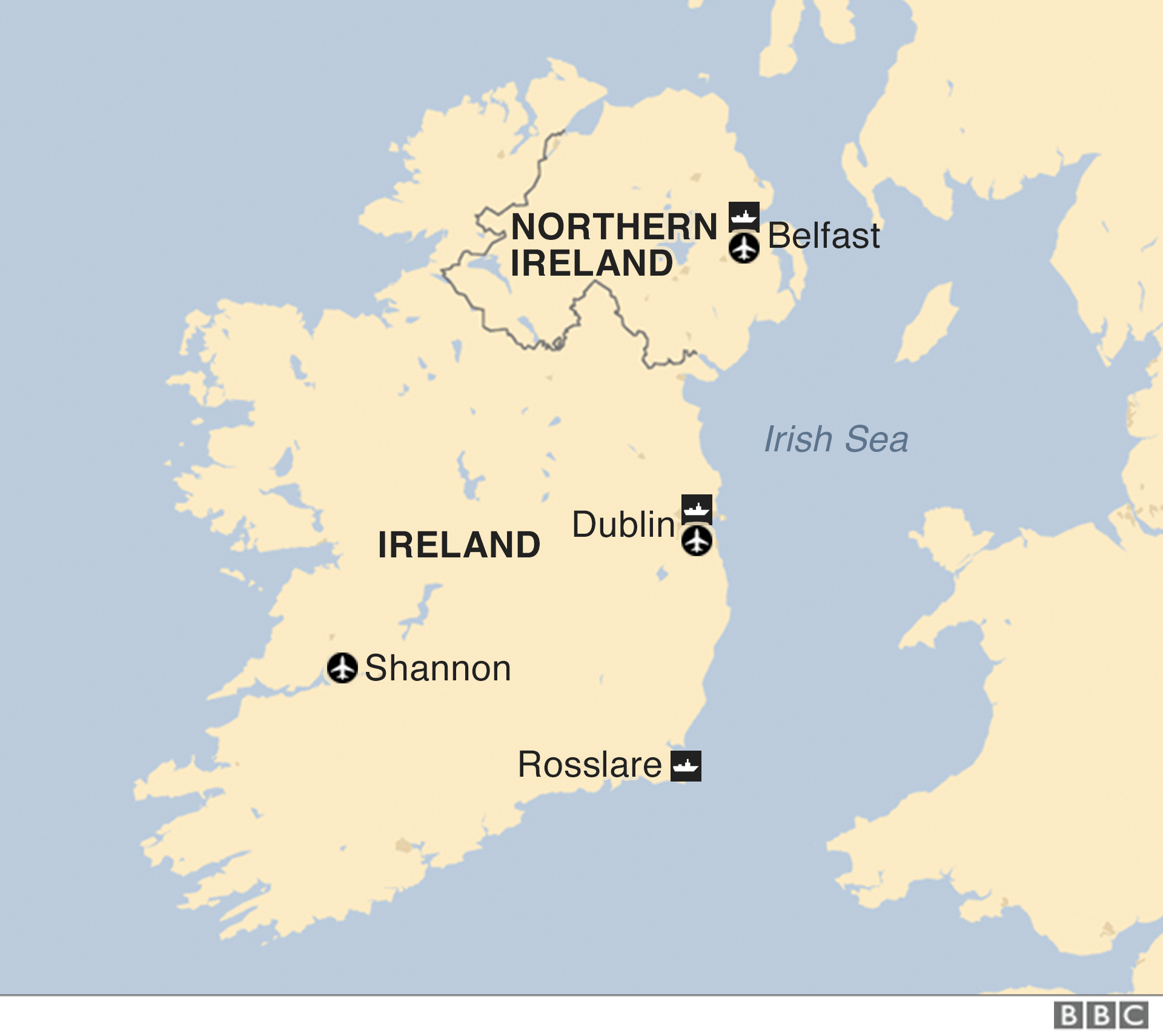 Карта Северной Ирландии и Ирландии