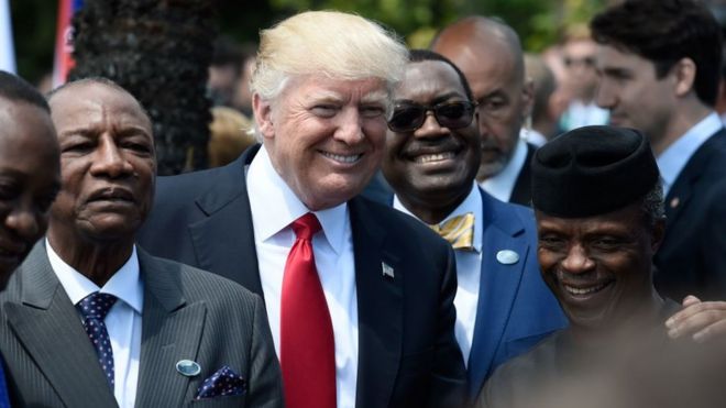 Donald Trump with President Uhuru Kenyatta, Alpha Conde and Vice-President Yemi Osinbajo