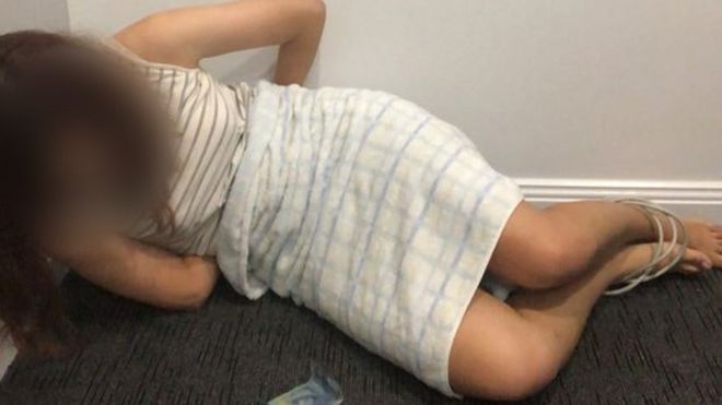Police-supplied image of a woman bound and gagged in a staged kidnap