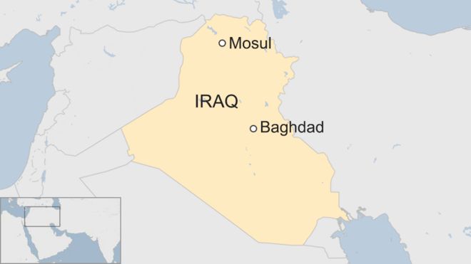 Map showing Mosul in Iraq