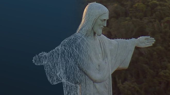 Сканирование статуи Христа-Искупителя в Рио-де-Жанейро