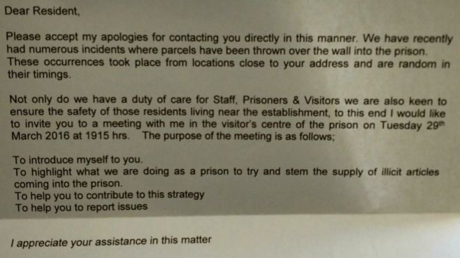 Письмо из тюрьмы Челмсфорда разослано жителям
