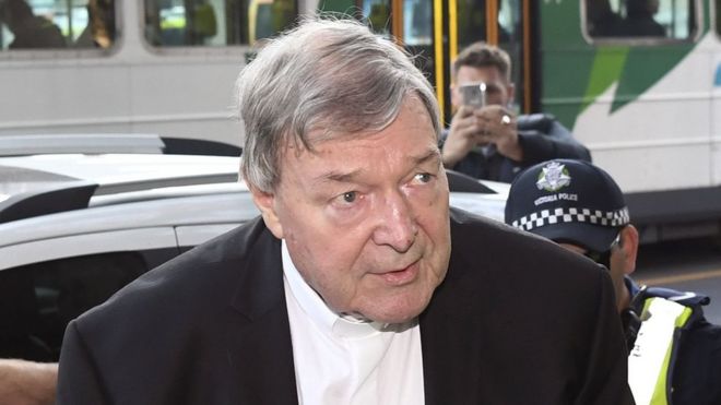 Cardinal George Pell outside the Melbourne Magistrates Court on Tuesday