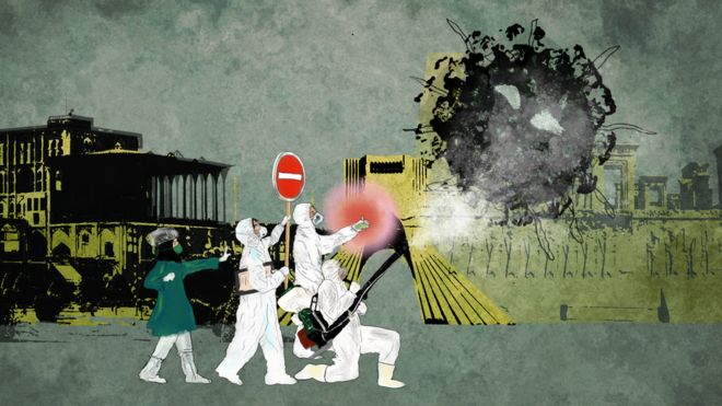Illustrated image of medics fighting coronavirus