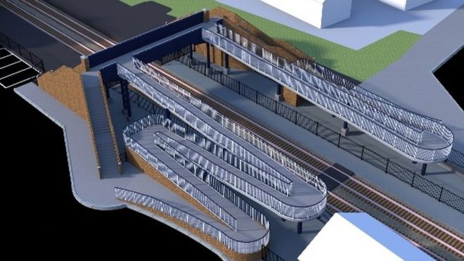 Впечатление художника о плане пешеходного моста на станции Wareham