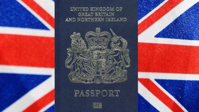 Blur British passport and Union flag