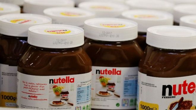 Jars of Nutella at a French supermarket