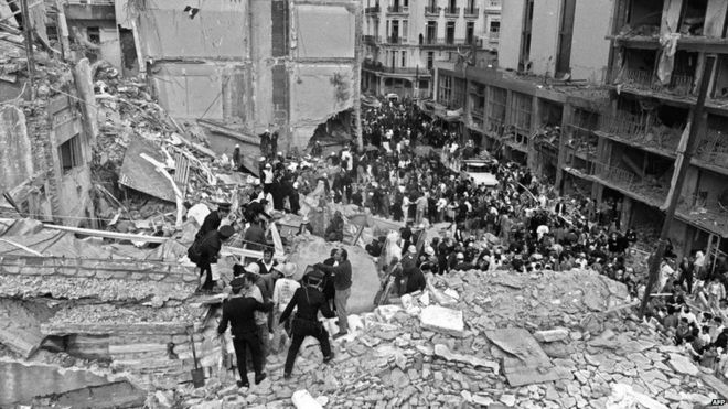 Последствия бомбардировки Амией, июль 1994 г.