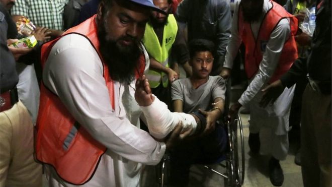 Injured man leaves hospital in Lahore