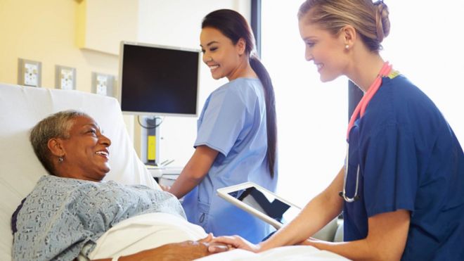 Medical staff with patient