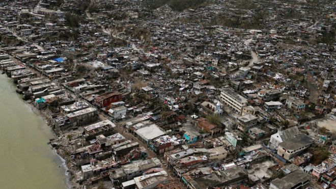 Destroyed houses are seen after Hurricane Matthew hit Jeremie in Haiti
