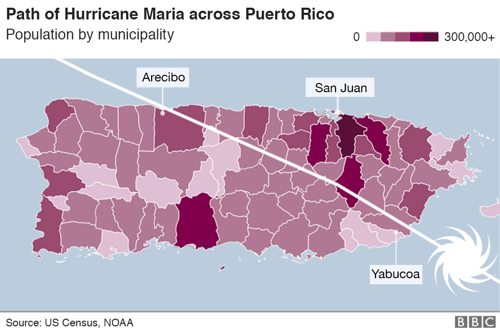 Путь урагана через Пуэрто-Рико