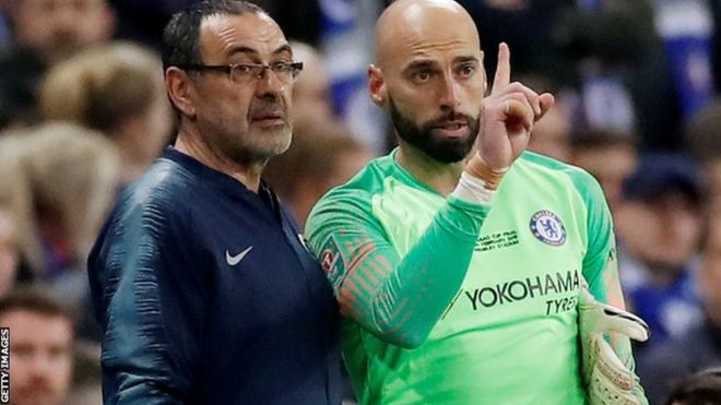 Maurizio Sarri and Willy Caballero