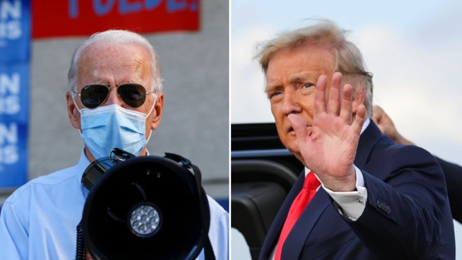 Trump and Biden composite image