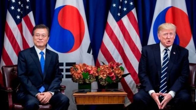 Rais wa Korea Kusini Moon-Jae wakati wa mkutano na Trump mapema mwezi huu