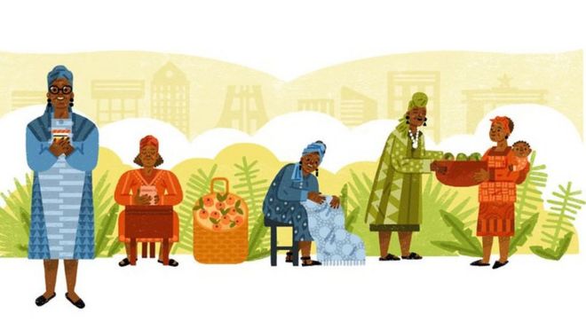 Рисунок Google Doodle, посвященный Гане Эстер Афуа Оклу