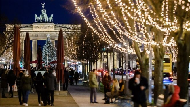 Christmas lights near the Brandenburg Gate, Berlin