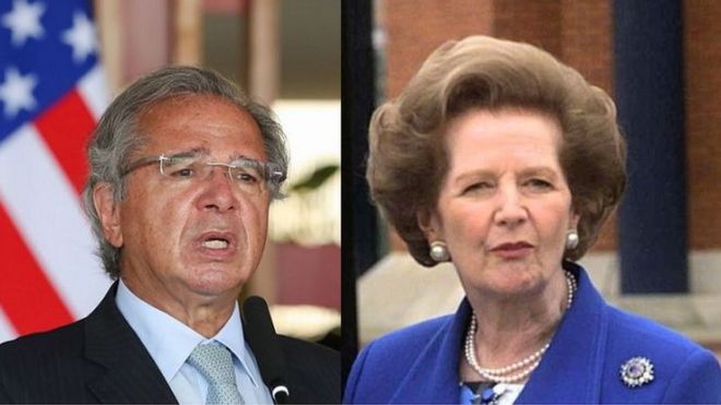 Paulo Guedes e Margaret Thatcher