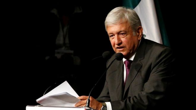 Andrés Manuel López Obrador en un discurso