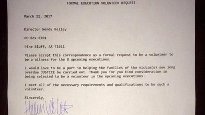 Письмо-заявка Бет Виле на роль добровольного свидетеля