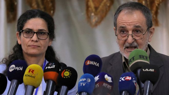 Ilham Ahmed ve Riad Darar ile ilgili görsel sonucu
