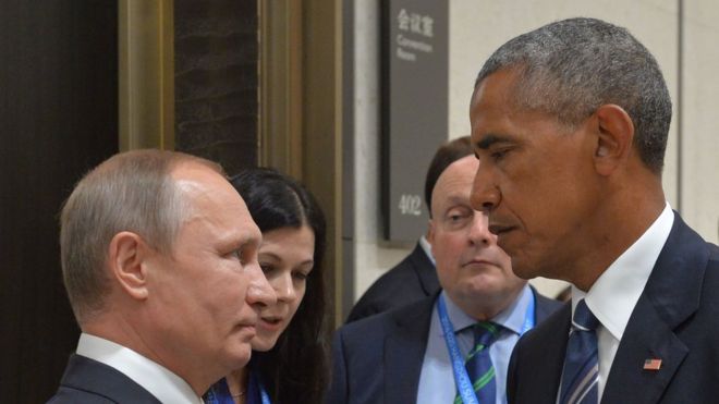 الرئيس الروسي فلاديمير بوتين ونظيره الأمريكي باراك أوباما