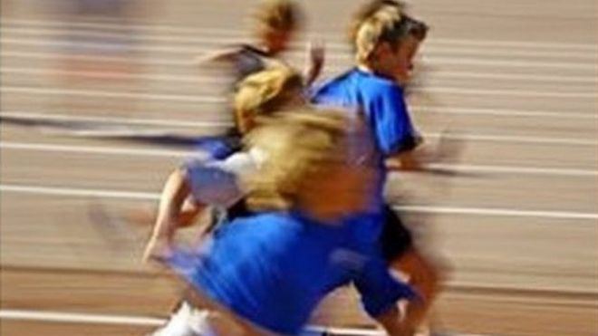 School children running