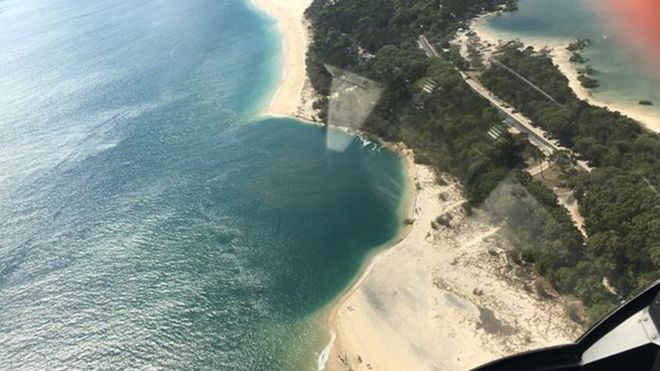 Аэрофотосъемка мыса Инскип с отсутствующим участком пляжа
