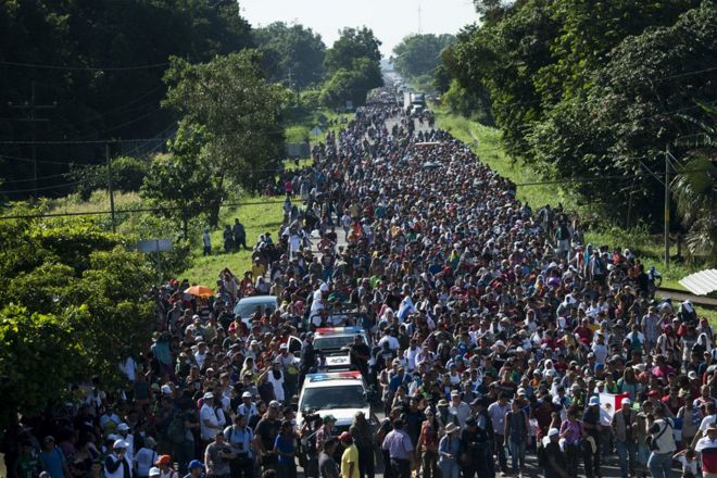 Более 7000 человек присоединились к каравану, который до сих пор шел от Сан-Педро-Сула в Гондурасе до Уихстла в Мексике