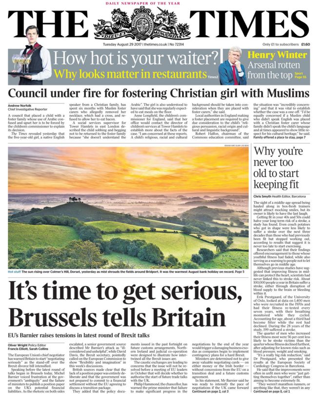 The Times front page