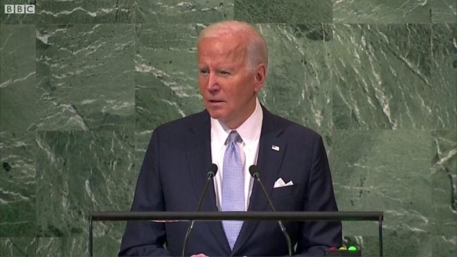 President Joe Biden speaking in the United Nations